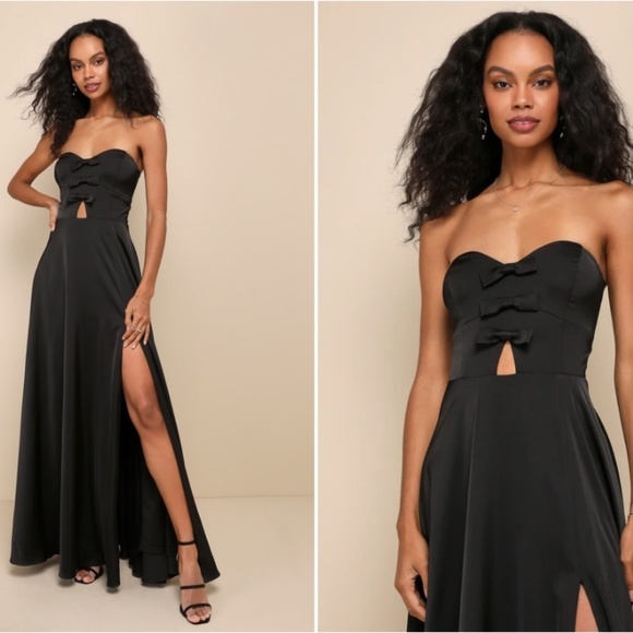 LULU's Sexy Prom Wedding Bridesmaid Bustier Romantic Satin Classy Maxi Gown - Picture 1 of 3